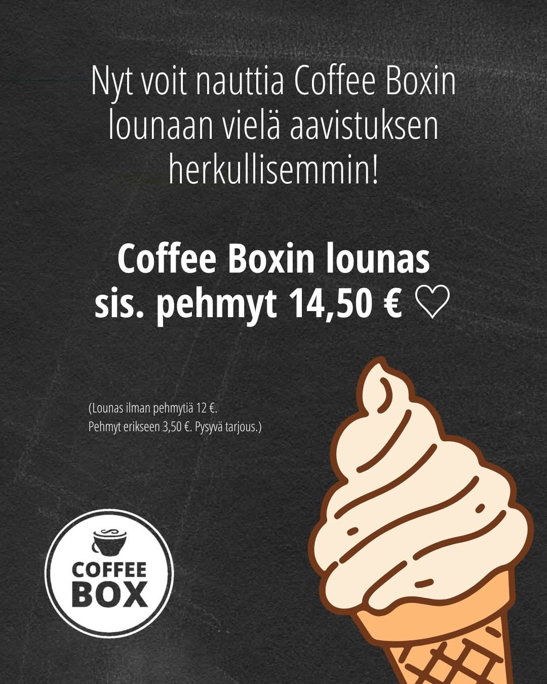 Maistuva lounas Coffee Boxissa Maistuva lounas Coffee Boxissa